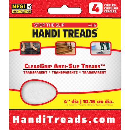 ClearGrip 4 Non-Slip Adhesive Rounds, 4 Pack, Rubberized